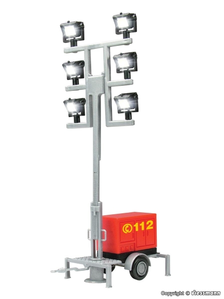 Viessmann 1344 Leuchtgiraffe Feuerwehr auf Anhänger mit6 LEDs weiß