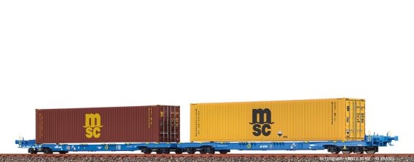 Brawa 48108 Containerwagen Sffggmrrss 197 VTG, beladen mit 40 ft-Containern "MSC"