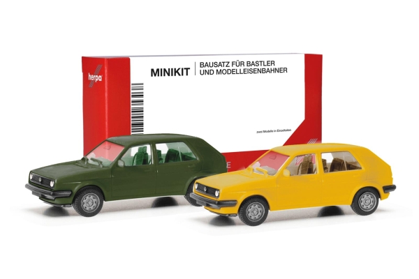 Herpa 012195-010 MiniKit VW Golf II 4-türig, olivgrün/ginstergelb