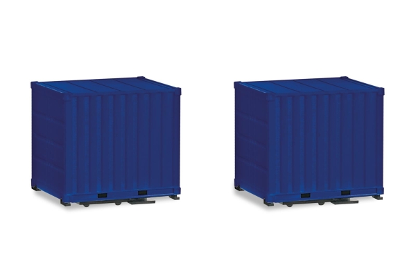 Herpa 053594-003 Zubehör 10ft Container mit Platte, ultramarinblau (THW) (2 Stück)