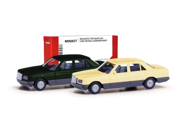 Herpa 013727-003 MiniKit: 2er Set Mercedes-Benz S-Klasse (W126), tiefgrün/elfenbein