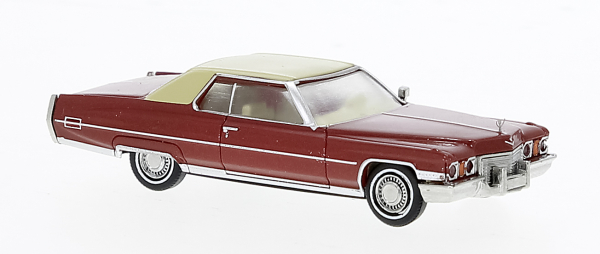 Brekina 18125 Cadillac Coupe deVille metallic dunkelrot, beige, 1972,