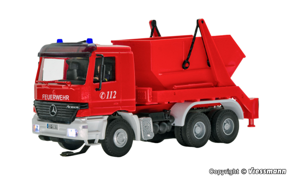 Viessmann 8053 H0 Feuerwehr MB ACTROS 3-achs Absetzkipper mitRundumleuchten, Basis, Funktionsmodell