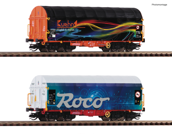 Roco 6680022 2-teiliger Set: Schiebeplanenwagen