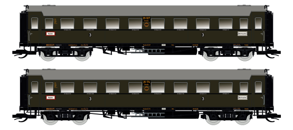 Saxonia 120179 TT 2er Set Personenwagen C4Ü Sa 07 m. Beleuchtung, DRG Ep.II