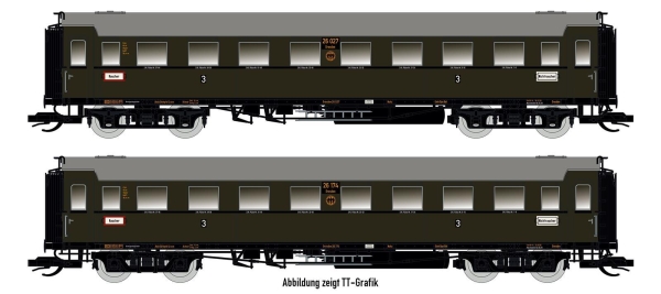 Saxonia 87177 H0 2er Set Personenwagen C4Ü Sa 07, DRG Ep.II