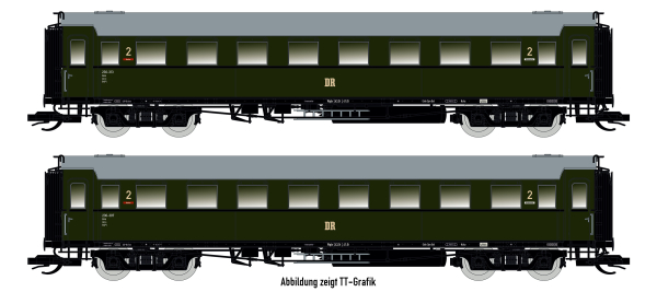 Saxonia 87183 H0 2er Set Personenwagen C4Ü Sa 07 m. Beleuchtung, DR Ep.III