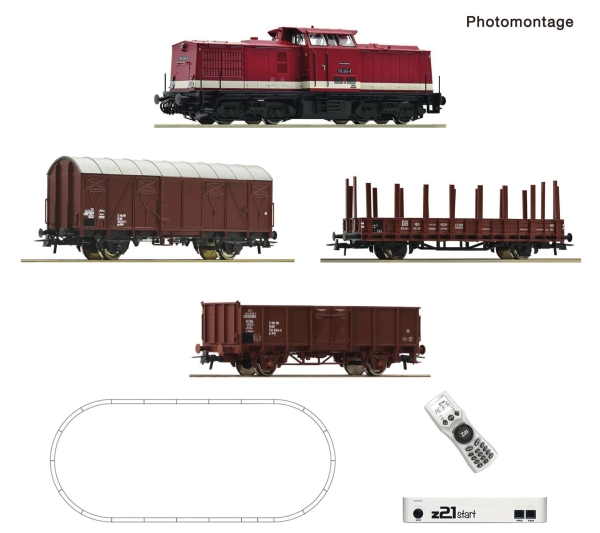 Roco 5110009 H0 z21 start Digitalset: Diesellokomotive BR  BR 110 mit Güterzug DR