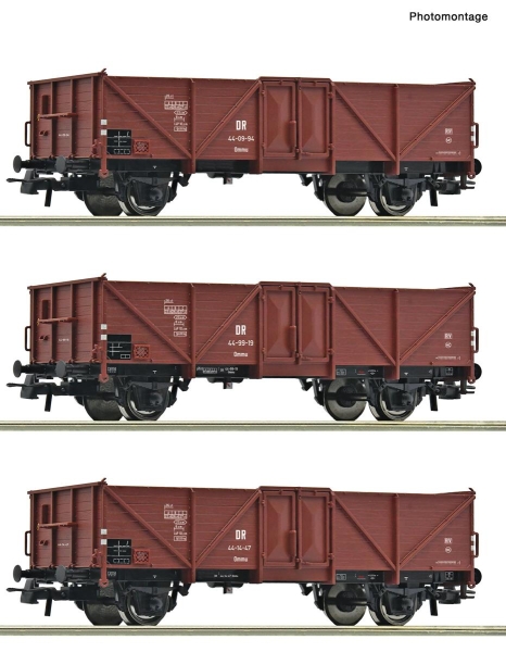 Roco 6600115 H0 3-teiliger Set: Offene Güterwagen DR