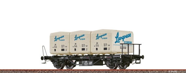 Brawa 50918  H0 Behältertragwagen BTs30 DB, mit Ekrt212 "Langnese Eiskrem"