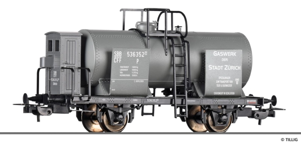 Tillig 77067 H0 Kesselwagen „Gaswerk der Stadt Zürich“ eingestellt bei der SBB