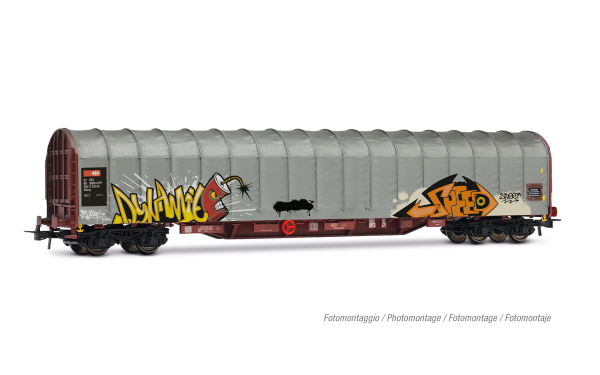 Rivarossi HR6681 H0 Schiebeplanenwagen, Typ Rils der SBB mit Graffiti